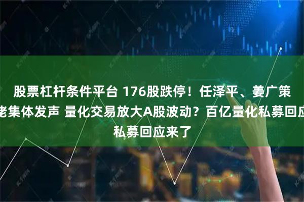 股票杠杆条件平台 176股跌停！任泽平、姜广策等大佬集体发声 量化交易放大A股波动？百亿量化私募回应来了